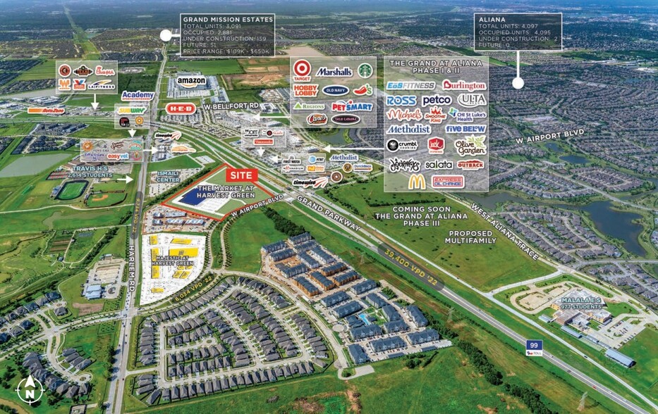 NWC W Grand Parkway S & W Airport Blvd, Richmond, TX for lease - Aerial - Image 2 of 3