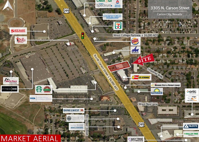 3305 N Carson St, Carson City, NV for lease - Aerial - Image 2 of 3