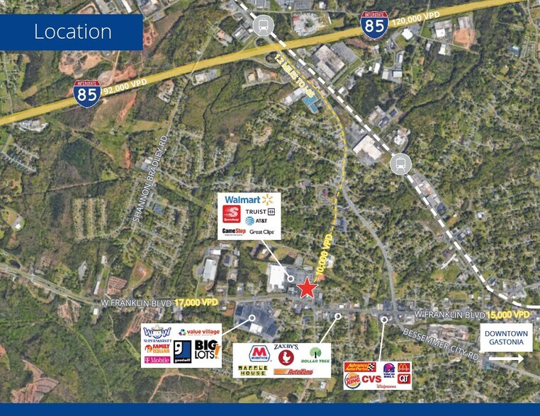 205 N Myrtle School Rd, Gastonia, NC for lease - Aerial - Image 2 of 2
