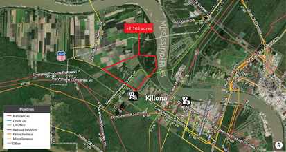 Hwy 3127 & 18, Killona, LA - aerial  map view