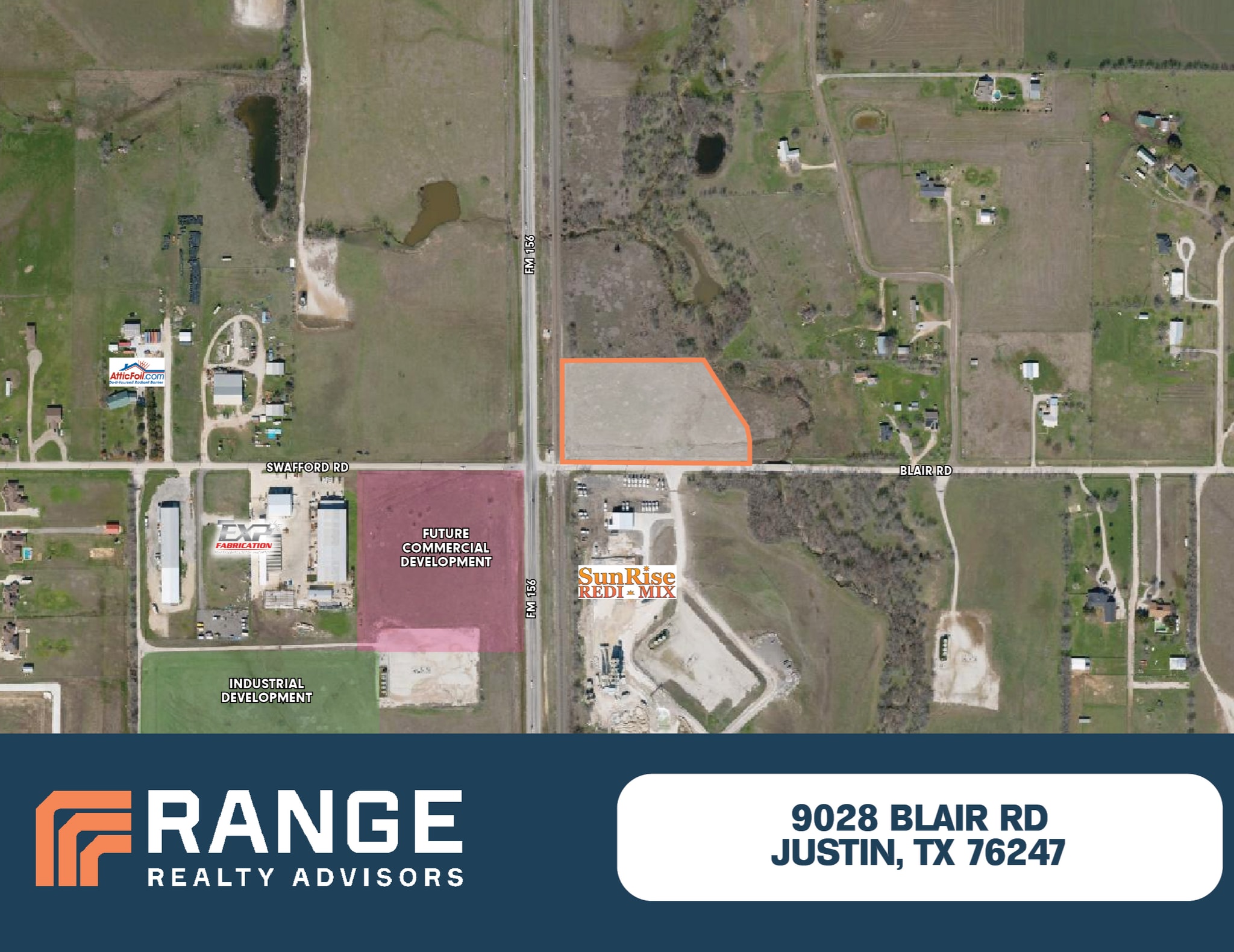 9028 Blair Rd, Justin, TX for sale Aerial- Image 1 of 2