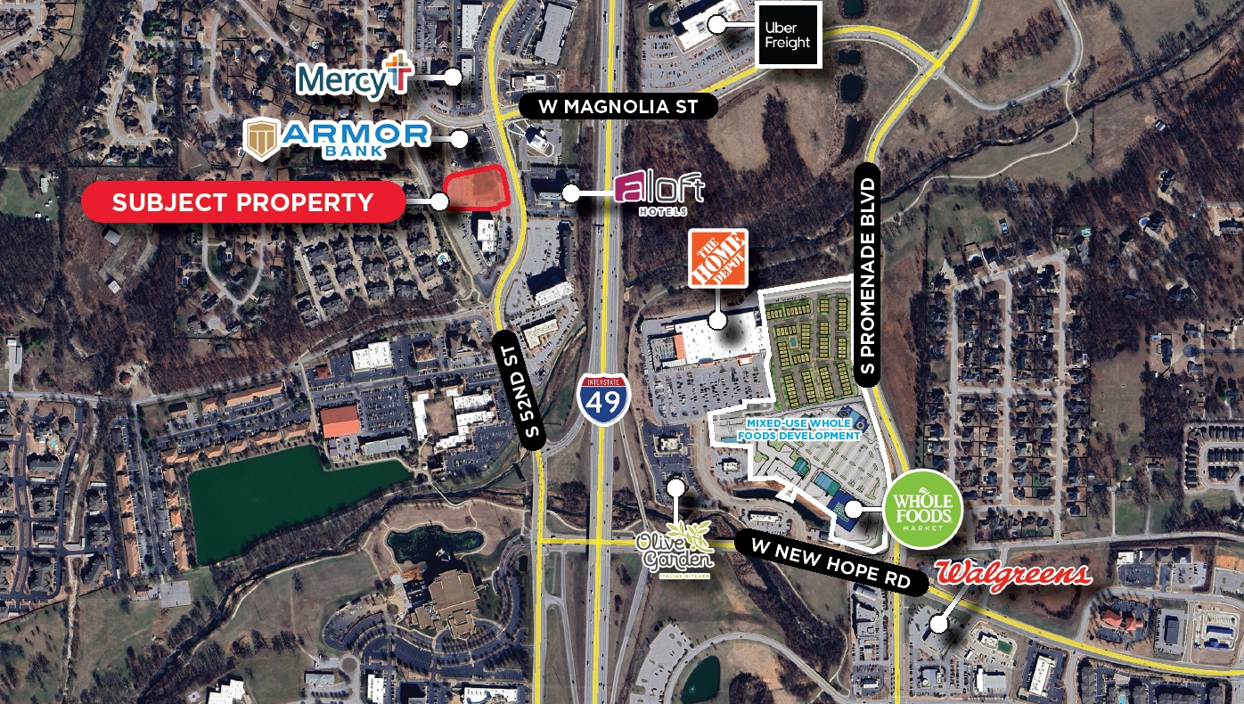 S 52nd st & Horsebarn Rd, Rogers, AR for sale Aerial- Image 1 of 3