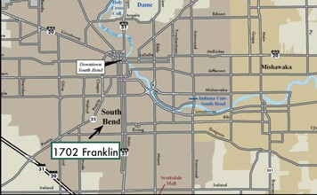 1702 Franklin St, South Bend, IN - aerial  map view