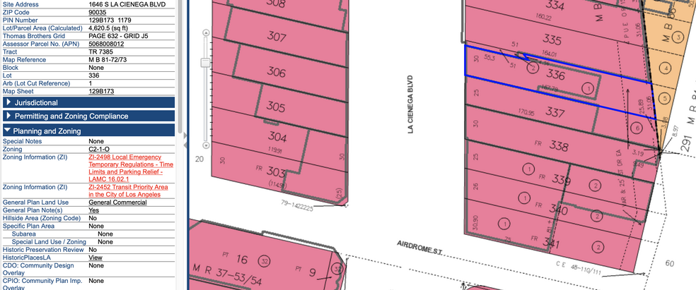 1646 S La Cienega Blvd, Los Angeles, CA for sale - Plat Map - Image 1 of 1