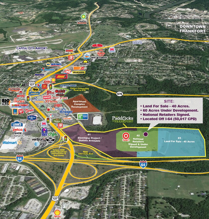 I-64 & U.S. 127 Hwy, Frankfort, KY for lease Aerial- Image 1 of 6