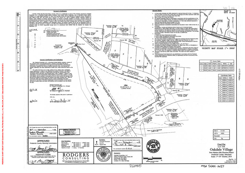 Lot 164 Oakdale Village Road & Neuville St, New Market, MD for sale - Site Plan - Image 1 of 2