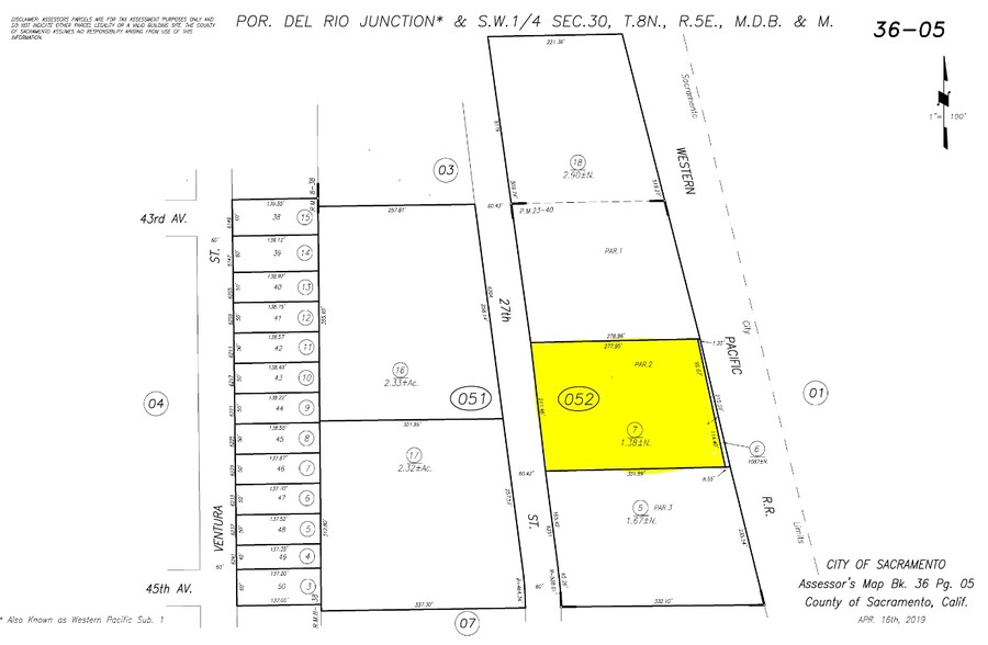 6201 27th St, Sacramento, CA for lease - Plat Map - Image 1 of 8