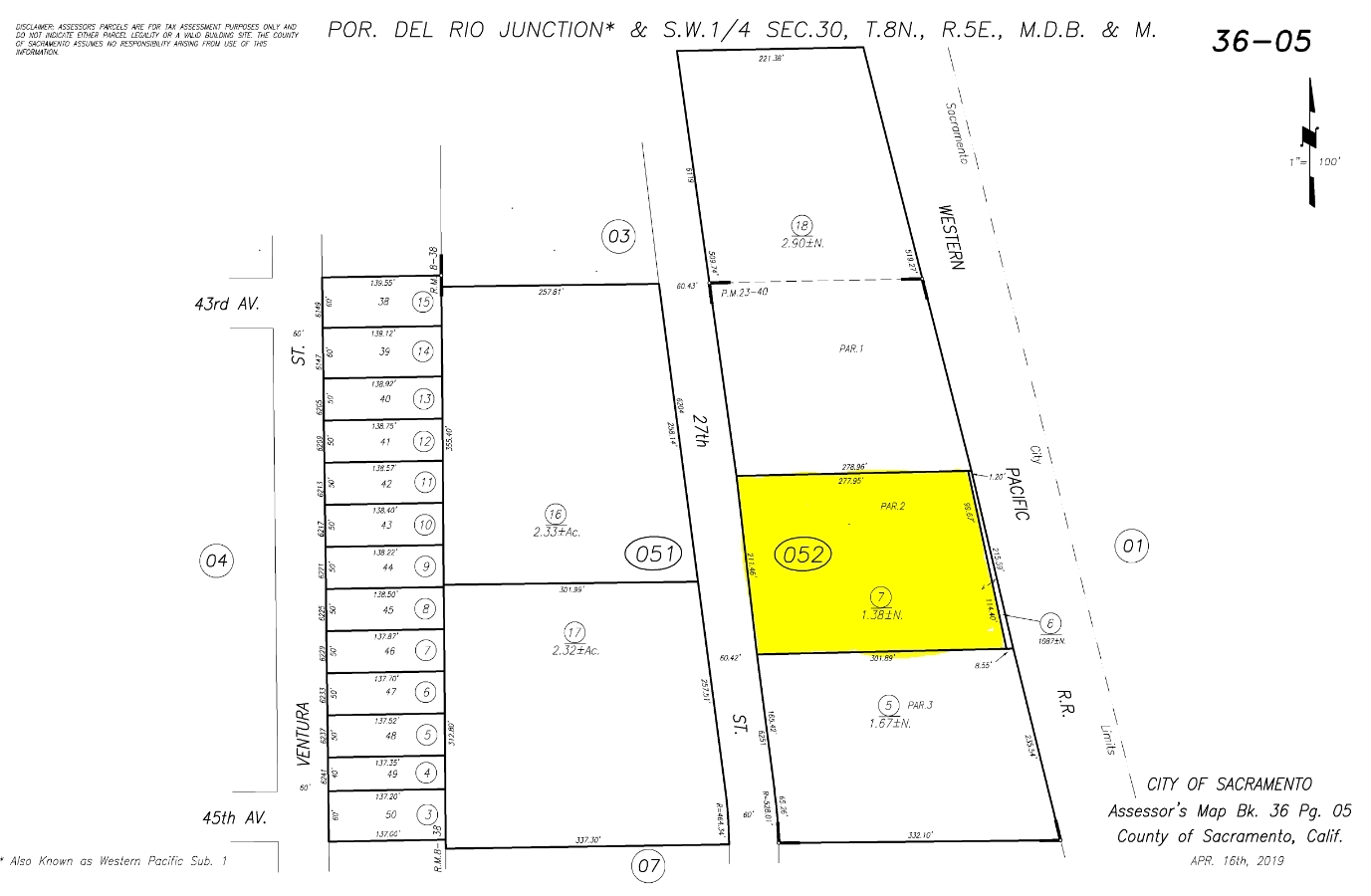 6201 27th St, Sacramento, CA for lease Plat Map- Image 1 of 9