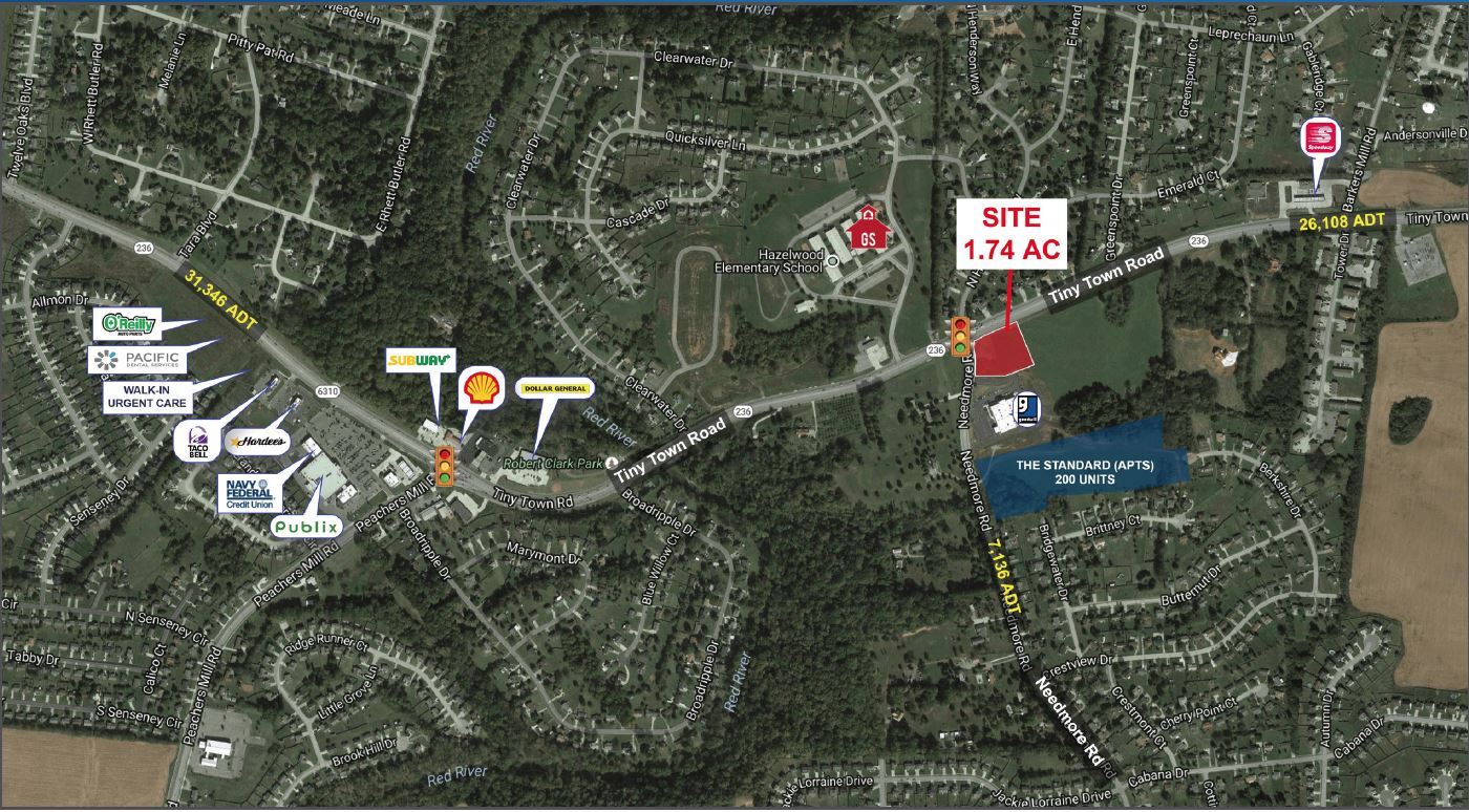 Tiny Town Rd, Clarksville, TN 37040 Pin CornerTiny Town and Needmore