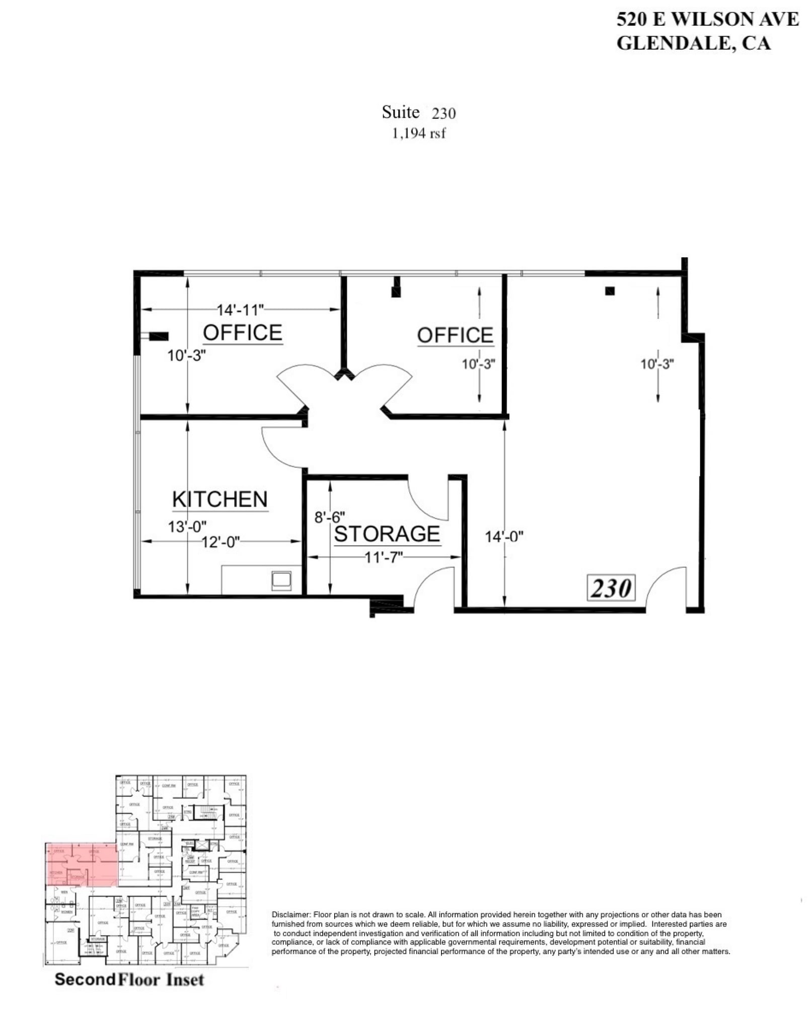 520 E Wilson Ave, Glendale, CA for lease Floor Plan- Image 1 of 1