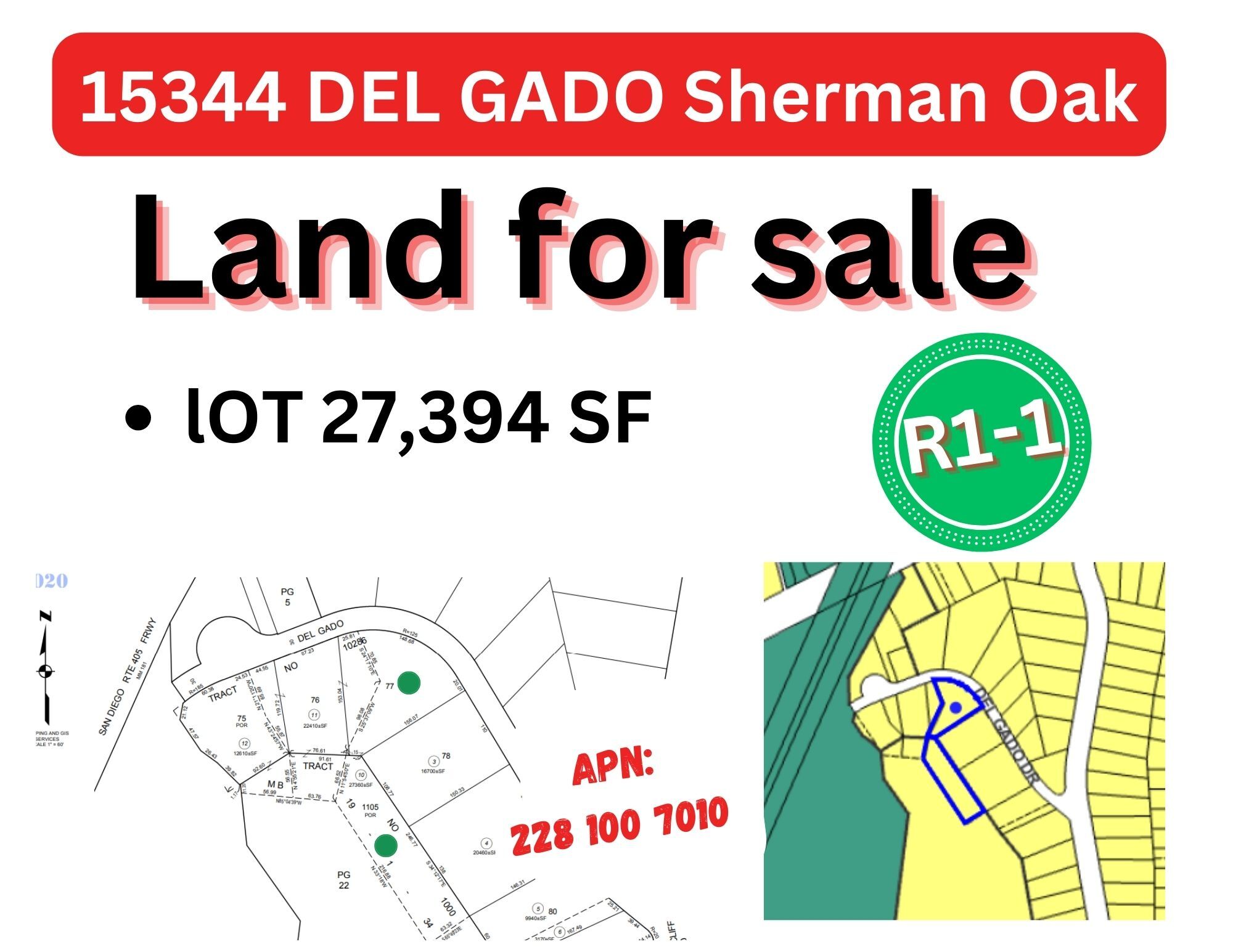 15344 Del Gado dr, Sherman Oaks, CA for sale Plat Map- Image 1 of 3