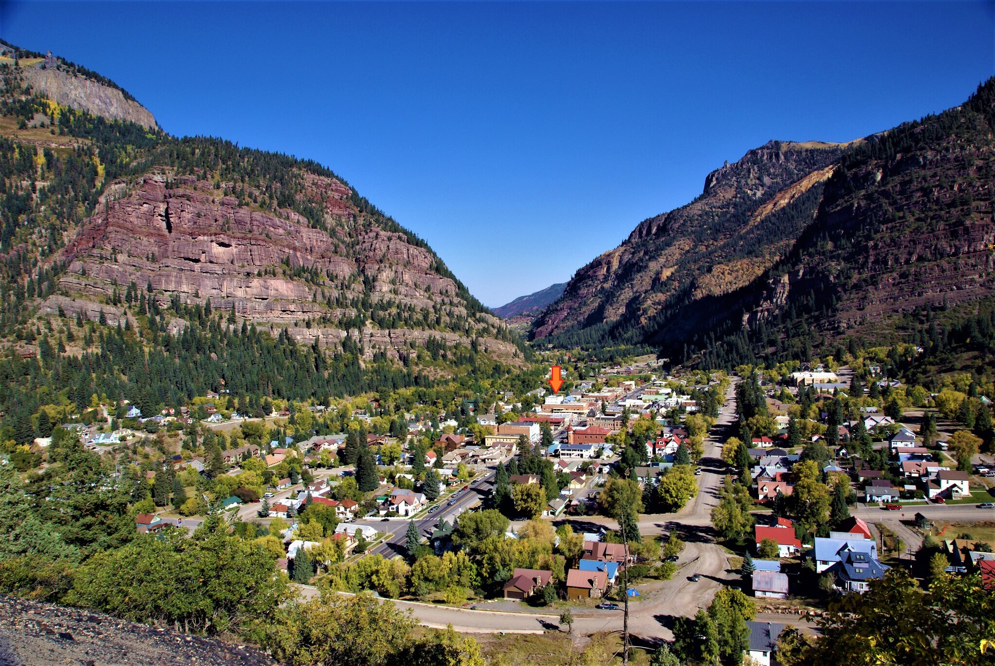 Historic Western Hotel & Saloon, Ouray, CO for sale Aerial- Image 1 of 1