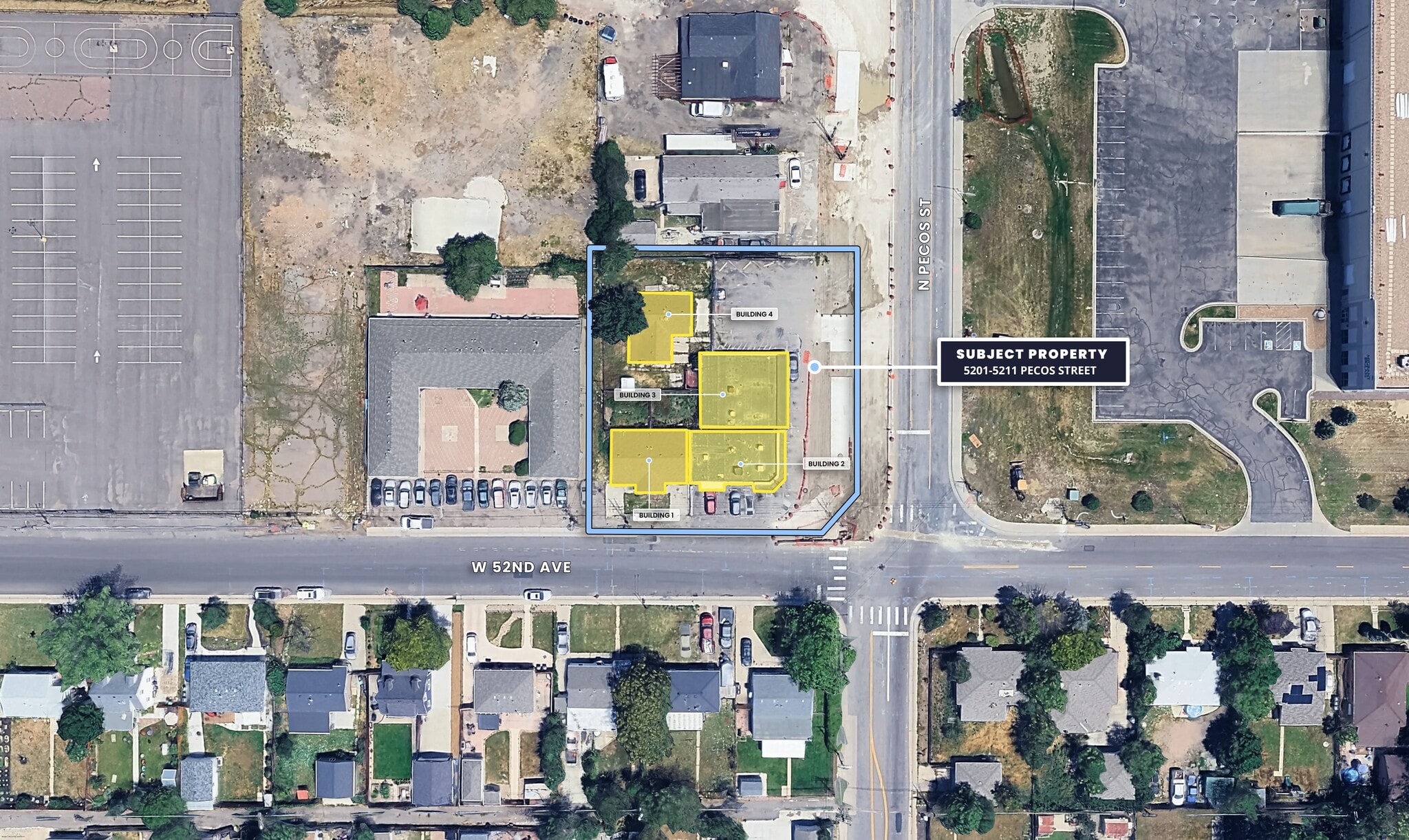 5201-5211 Pecos St portfolio of 4 properties for sale on LoopNet.com Aerial- Image 1 of 14