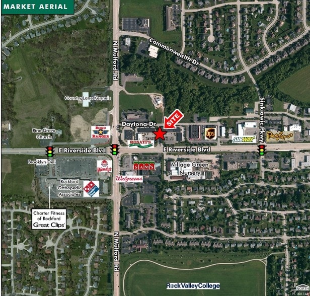 6100-6190 E Riverside Blvd, Loves Park, IL for lease - Aerial - Image 2 of 7