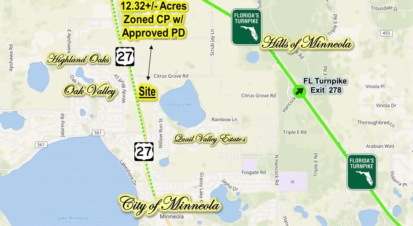 17160 US Hwy 27, Minneola, FL 34715 12.32+/ Acres Commercial PUD