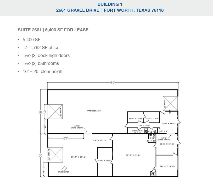 2501-2519 Gravel Dr, Fort Worth, TX for lease Floor Plan- Image 1 of 1