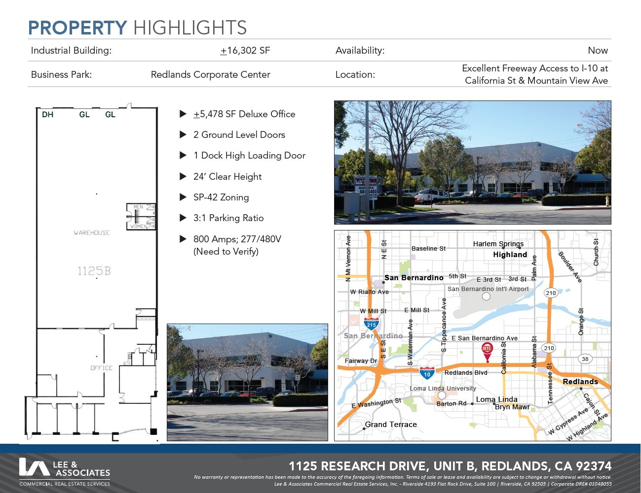 1115 Research Dr, Redlands, CA for lease Floor Plan- Image 1 of 2