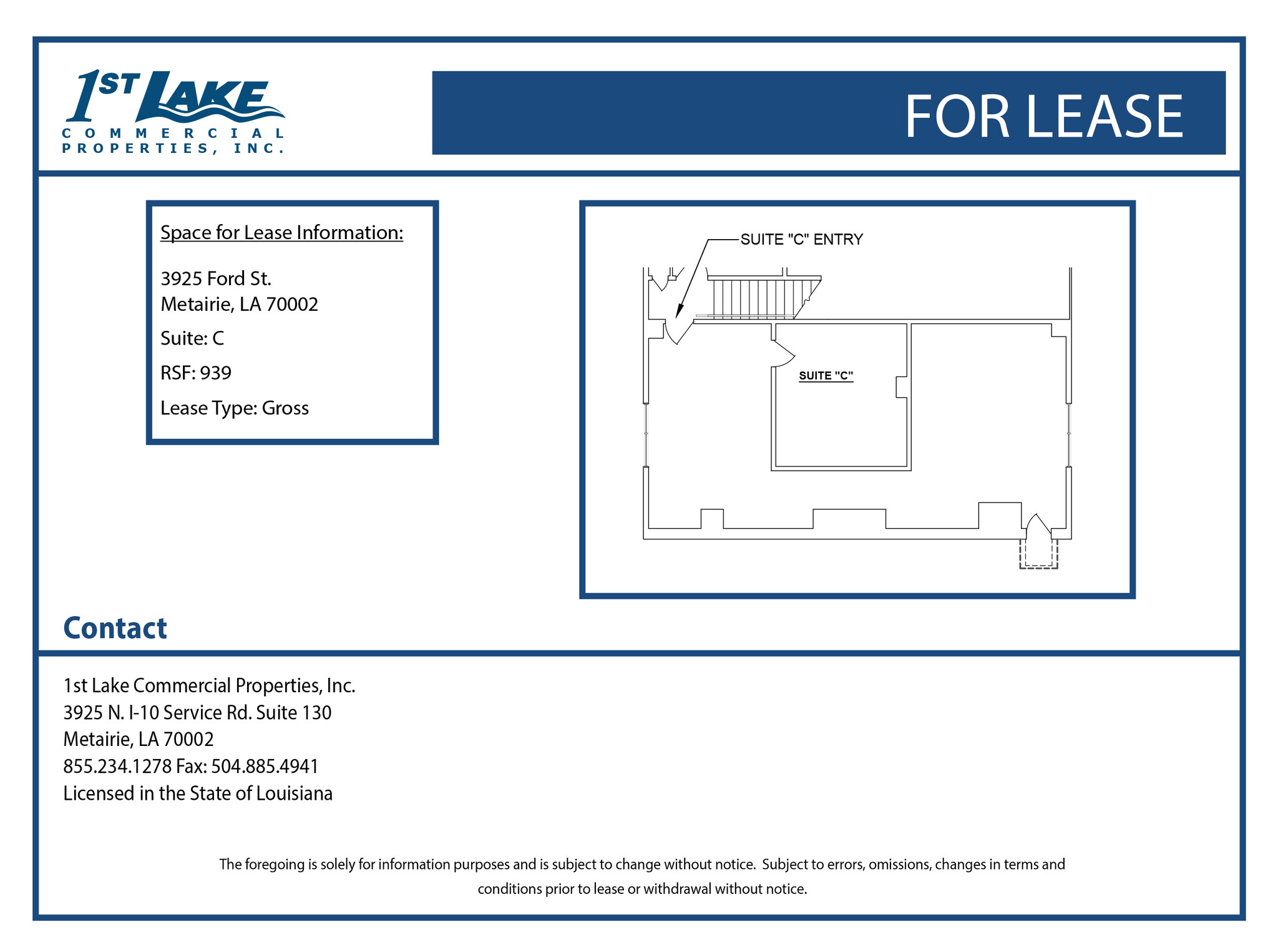 3925 Ford St, Metairie, LA for lease Floor Plan- Image 1 of 1