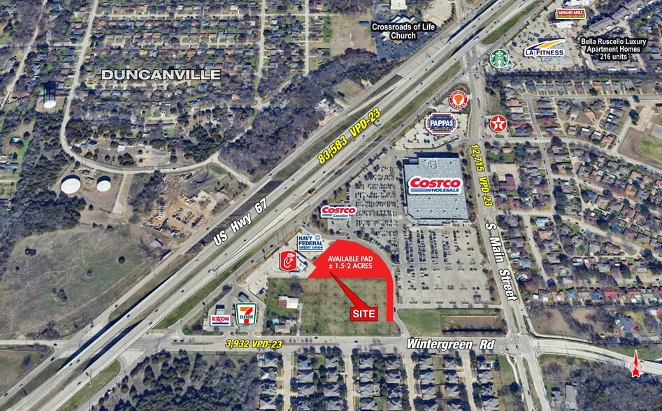 US Hwy. 67 & Wintergreen, Duncanville, TX for lease - Aerial - Image 3 of 3