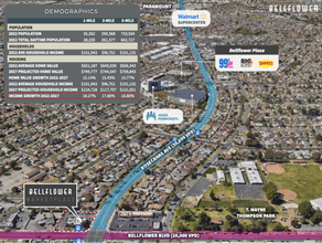 9754 Rosecrans Blvd, Bellflower, CA - aerial  map view