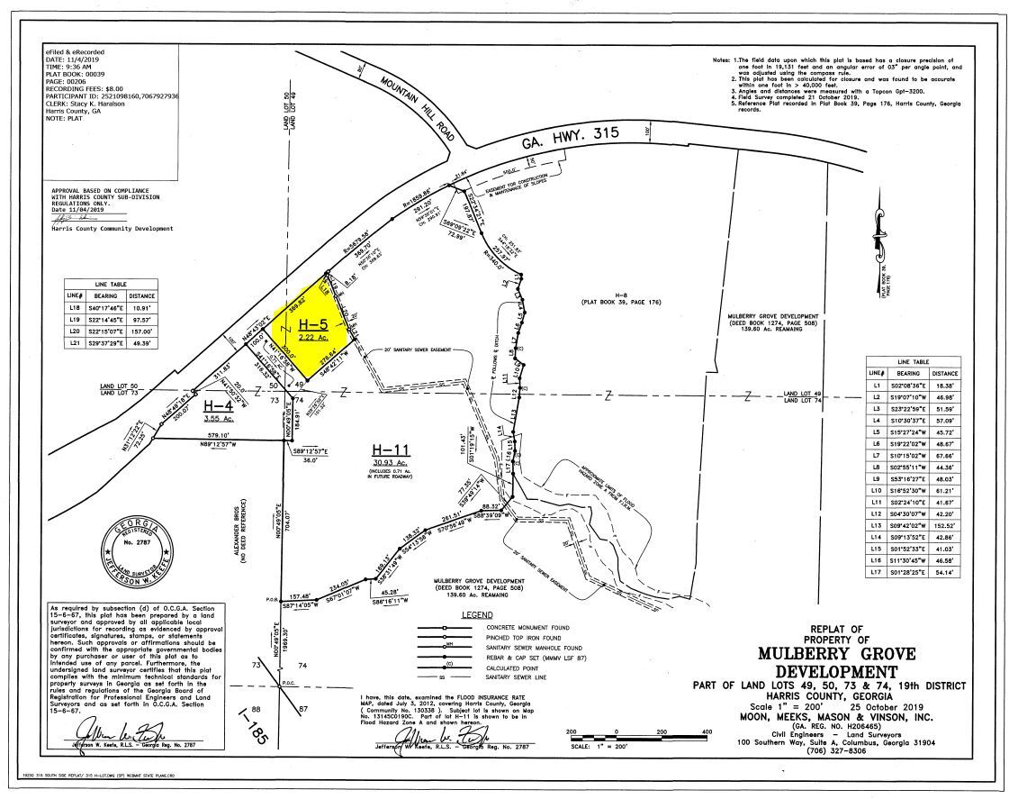 Hwy 315 H-5, Fortson, GA for sale Plat Map- Image 1 of 3