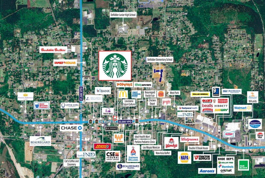 417 N Pine St, Deridder, LA for sale - Aerial - Image 2 of 4