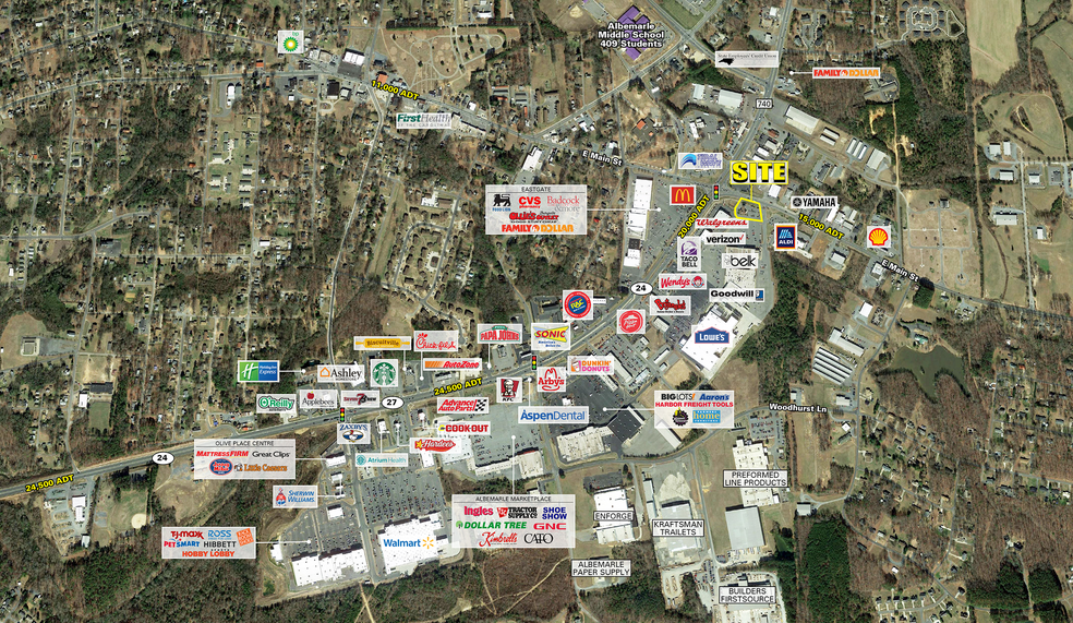 1910 Main Street, Albemarle, NC for lease - Aerial - Image 1 of 3