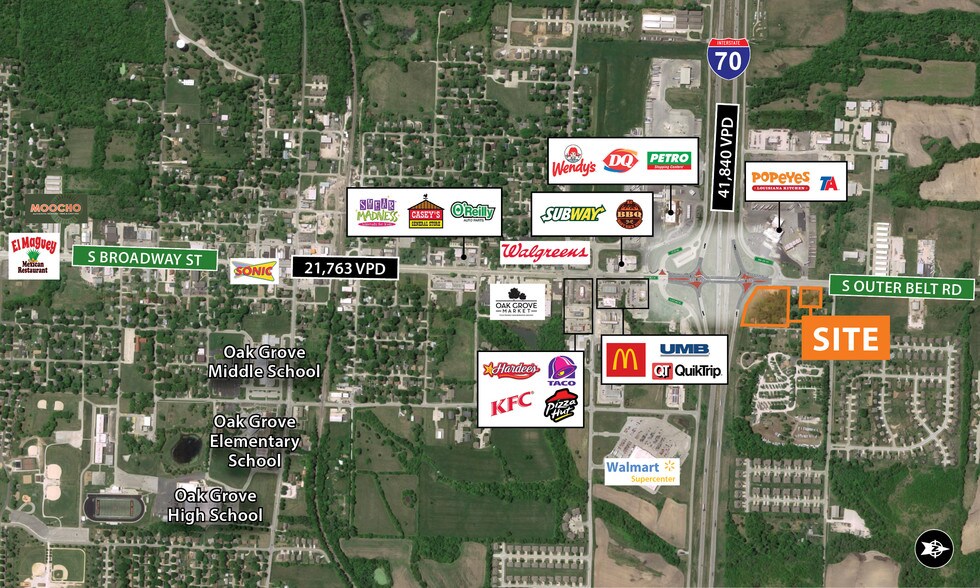 NEC I 70 & S Outer Belt Rd, Oak Grove, MO for sale - Aerial - Image 1 of 1