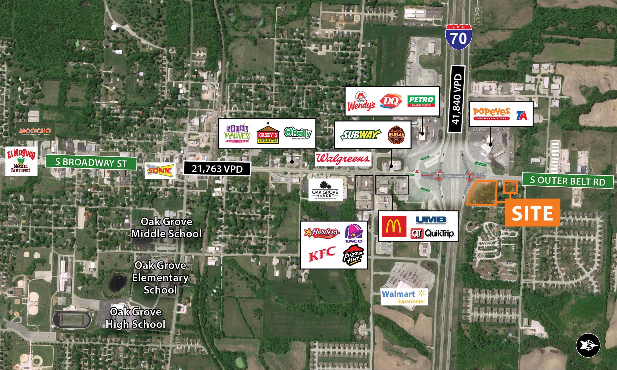 NEC I 70 & S Outer Belt Rd, Oak Grove, MO for sale Aerial- Image 1 of 1