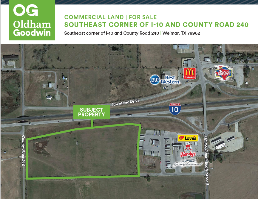 Interstate 10 & County Road 240- 26 acres Weimar, Weimar, TX for sale Aerial- Image 1 of 1