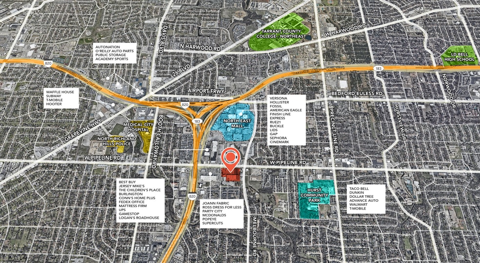 1301-1305 W Pipeline Rd, Hurst, TX for lease - Aerial - Image 3 of 3