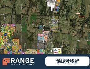 2554 Bennett Rd, Howe, TX - aerial  map view