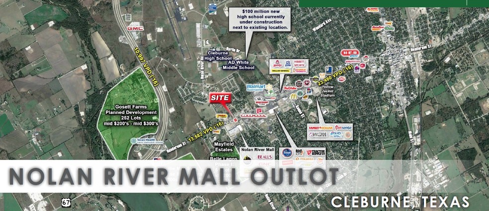 Nolan River Mall Outlot, Cleburne, TX for lease - Aerial - Image 3 of 3