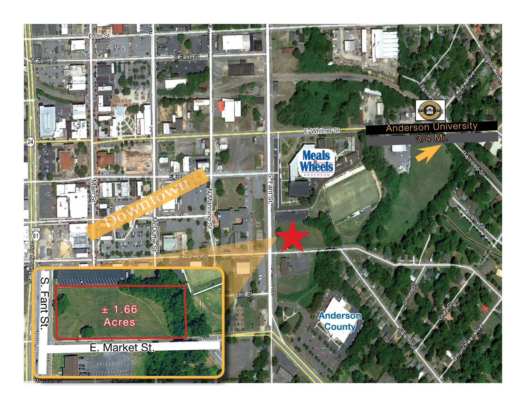 S Fant St, Anderson, SC for sale Aerial- Image 1 of 1